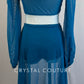Teal Velvet and Mesh Puff Sleeve Leotard with Skirt