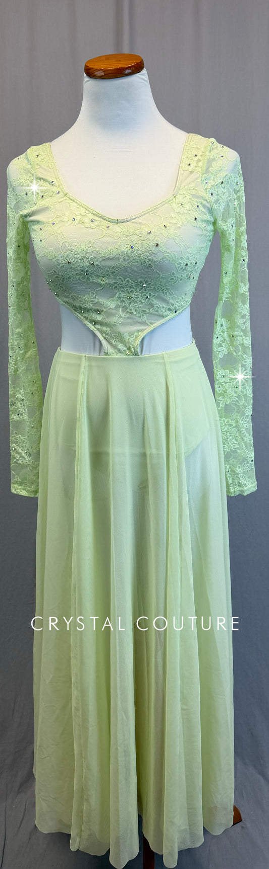 Light Green Lace Long Sleeve Dress