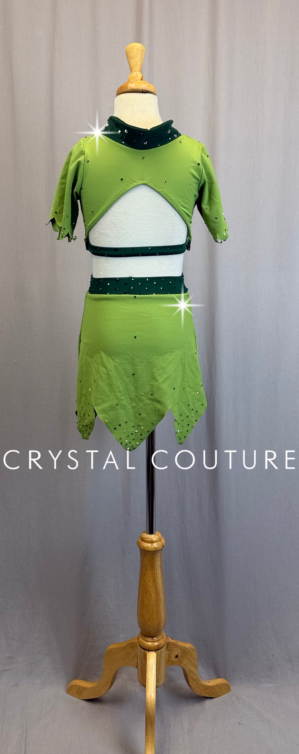 *Custom* Green *Peter Pan* Inspired Two Piece Set-Rhinestones