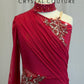 *Brand New* Red Asymmetrical Mesh Sleeve Leotard with Appliques - Rhinestones