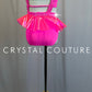 *Custom* Neon Pink Heart Strappy Leotard with a Pink Vinyl Skirt -Rhinestones