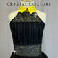 Black Pin-Stripe and Yellow Accent Leotard - Rhinestones -Accessories