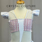 White and Pink Fishnet Cap Sleeve Leotard - Rhinestones