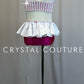 White and Pink Fishnet Cap Sleeve Leotard - Rhinestones