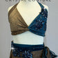 Teal and Brown Flowy Two-Piece Set with Appliques - Rhinestones