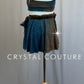 Teal and Brown Flowy Two-Piece Set with Appliques - Rhinestones