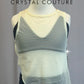 *Custom* Ivory Asymmetrical Mesh Overlay with Gray Bra and Brief Set - Rhinestones