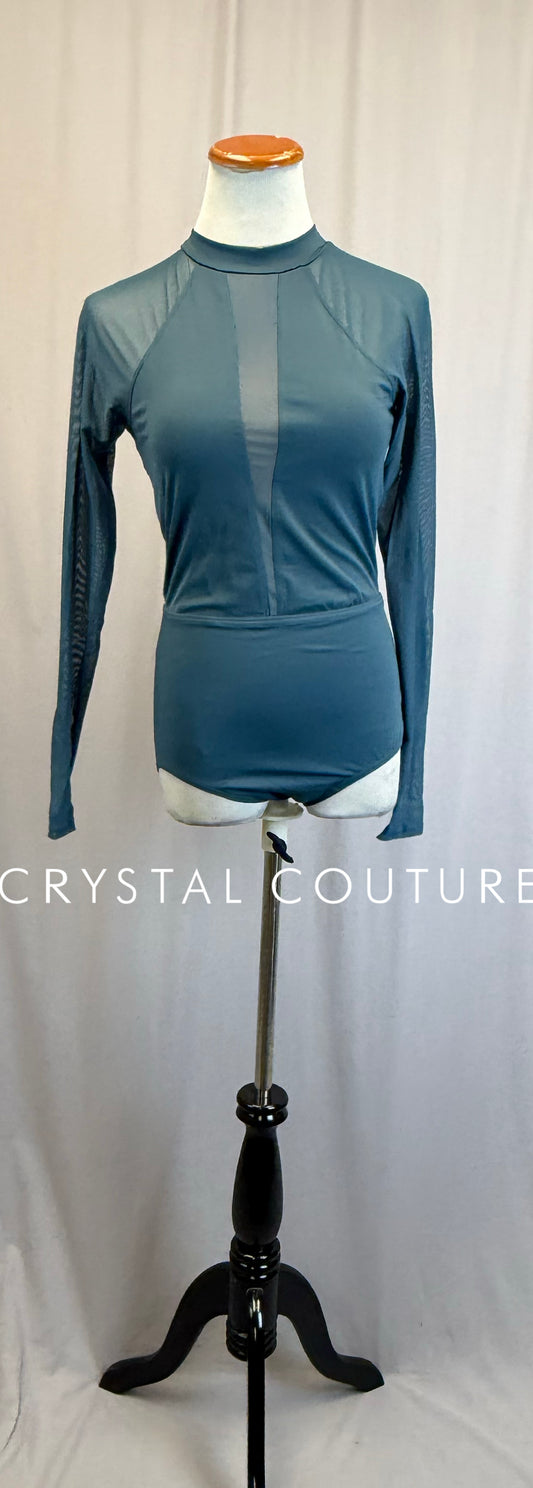 *New* Slate Blue Mesh Long Sleeve Leotard