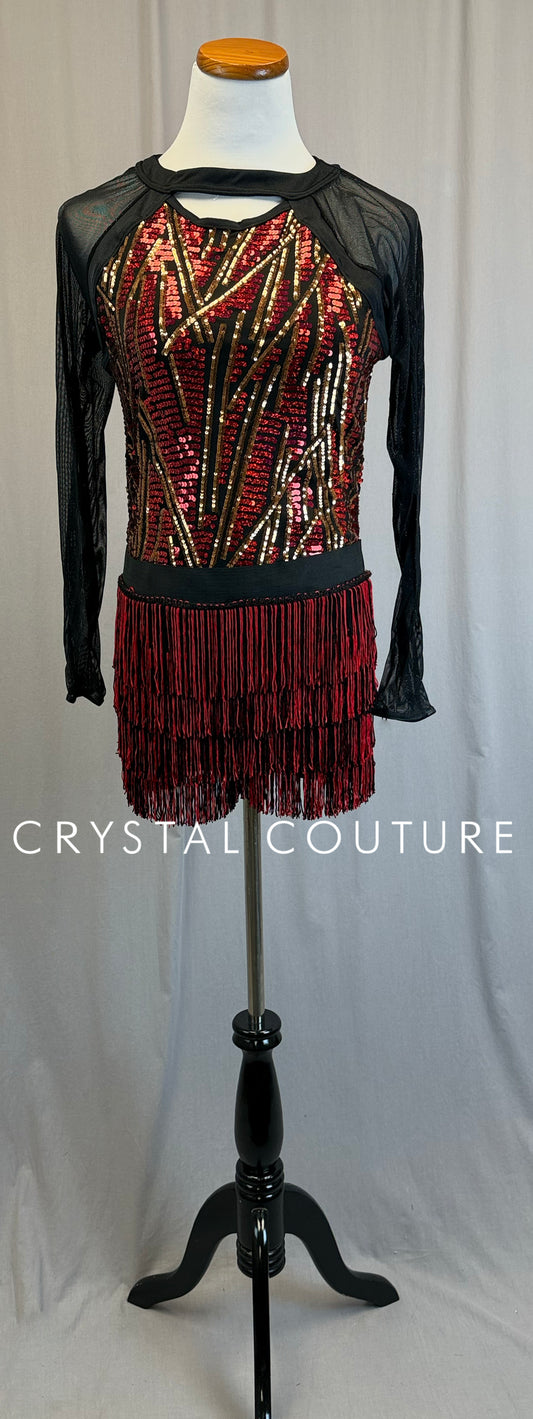 *Brand New* Black, Red and Gold Fringe Sequin Dress - Accessories