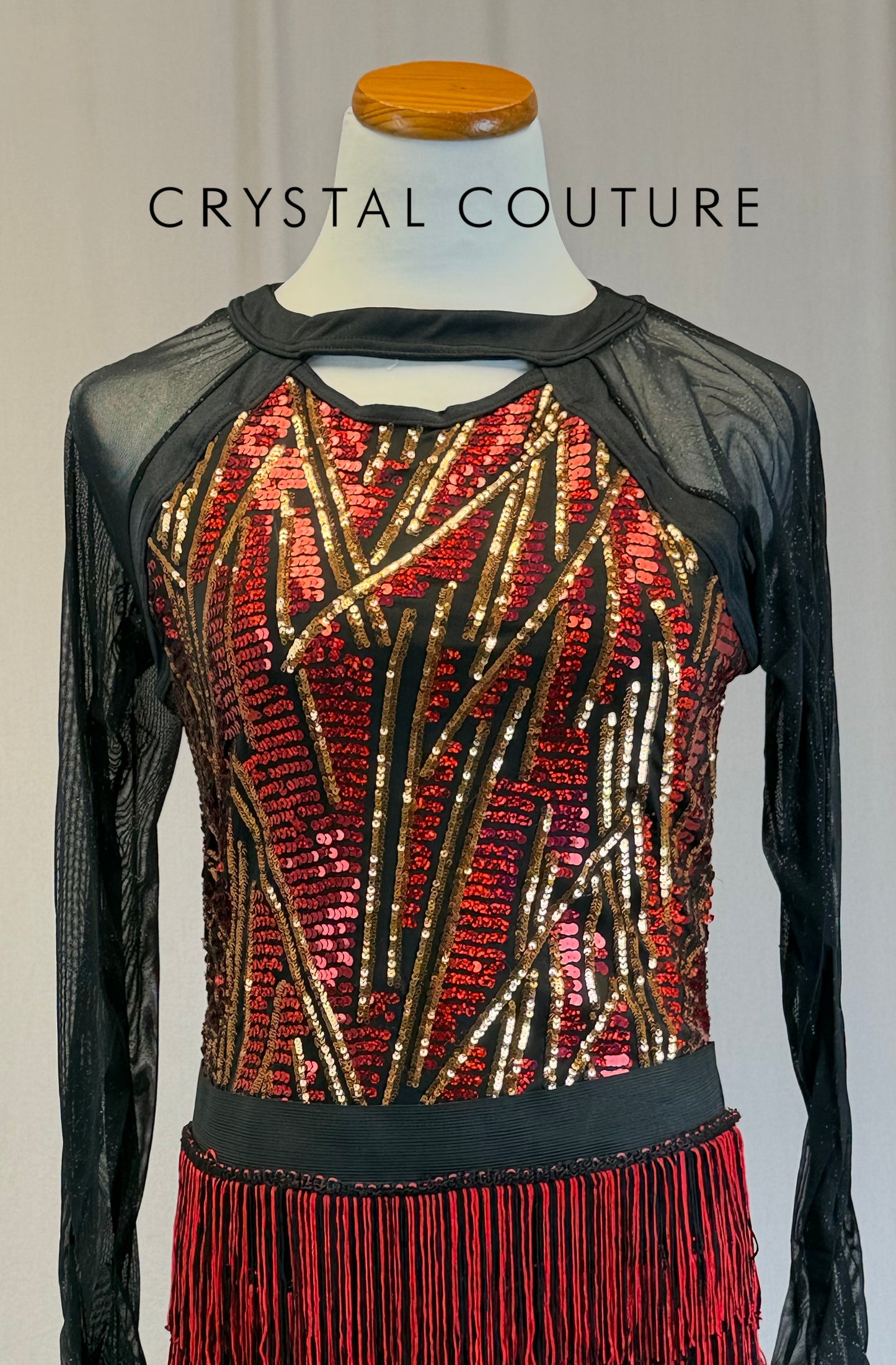*Brand New* Black, Red and Gold Fringe Sequin Dress - Accessories
