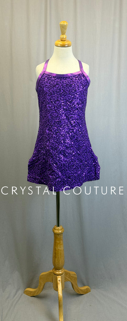 Purple Criss-Cross Sequin Dress