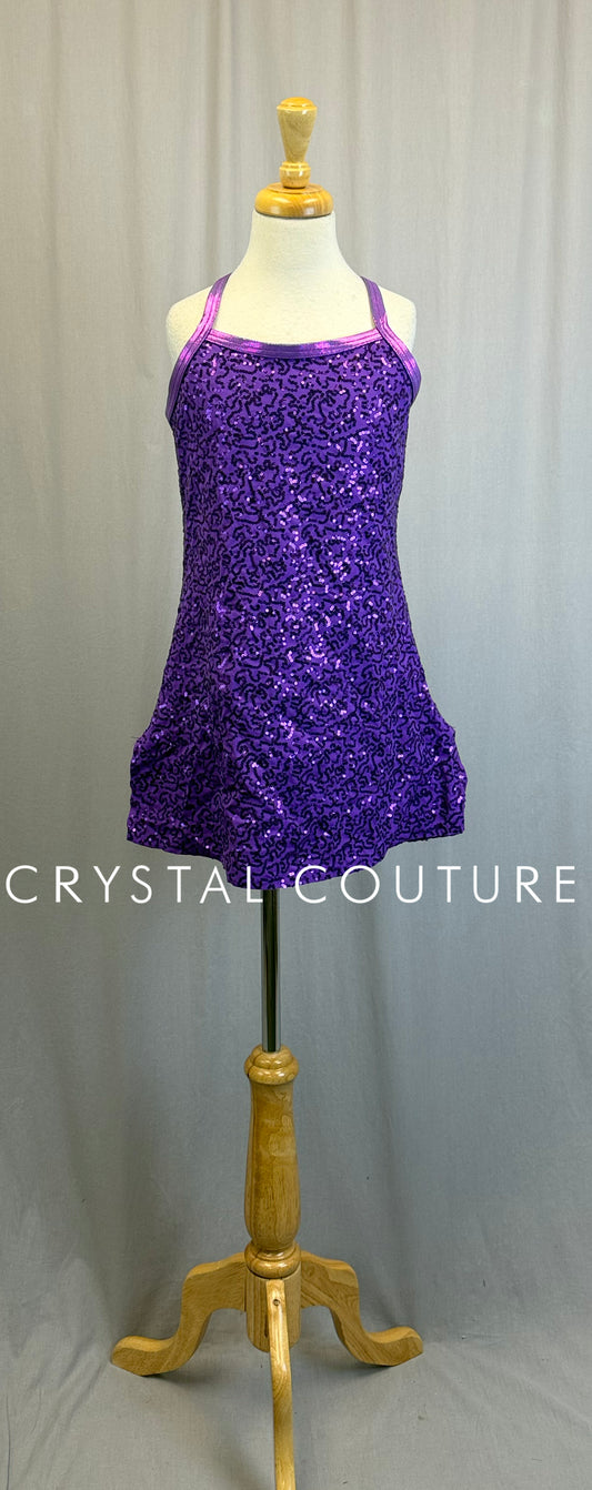Purple Criss-Cross Sequin Dress