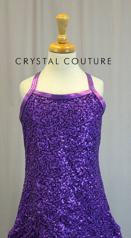 Purple Criss-Cross Sequin Dress