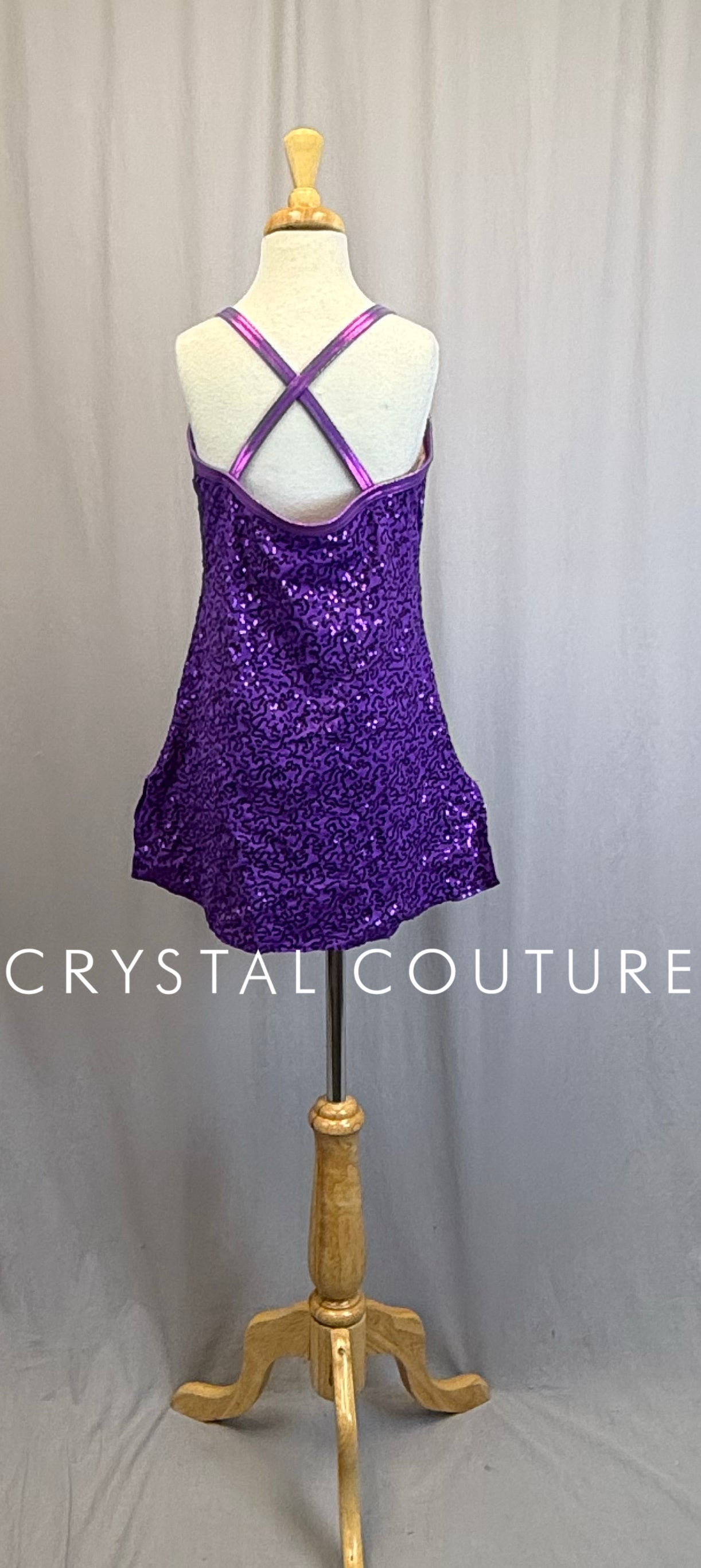 Purple Criss-Cross Sequin Dress