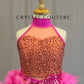 *Brand New* Peach Sequin Leotard with Pink Feather Skirt