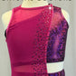 *Custom* Magenta Metallic Two-Piece Set with Mesh Biketard - Rhinestones