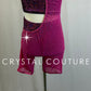 *Custom* Magenta Metallic Two-Piece Set with Mesh Biketard - Rhinestones