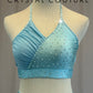 Light Blue Halter Top with Mesh Skirt Two-Piece Set - Rhinestones