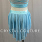 Light Blue Halter Top with Mesh Skirt Two-Piece Set - Rhinestones