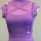 Lilac Purple Cap Sleeve Geometric Unitard - Rhinestones