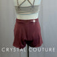 Nude/Tan Top and Dusty Red Flounce Short Two-Piece Set- Rhinestones