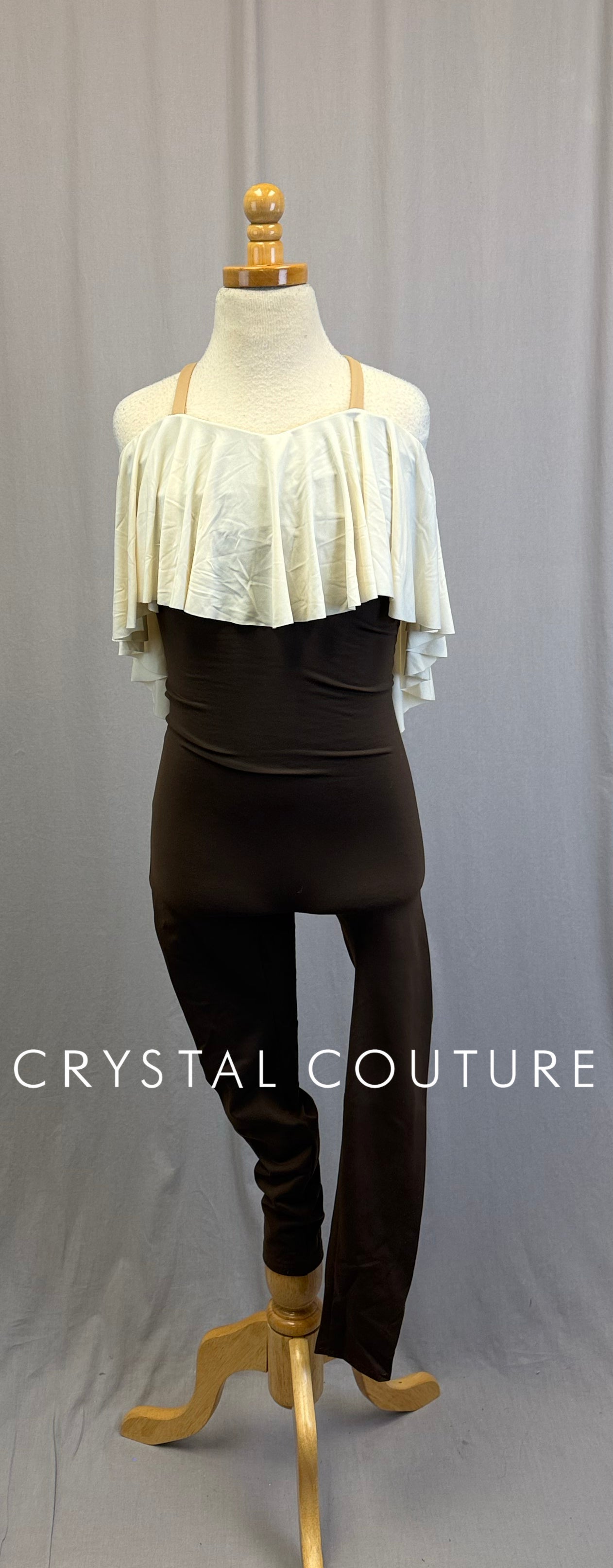 *Custom* Brown and Ivory Ruffle Top Legging Unitard