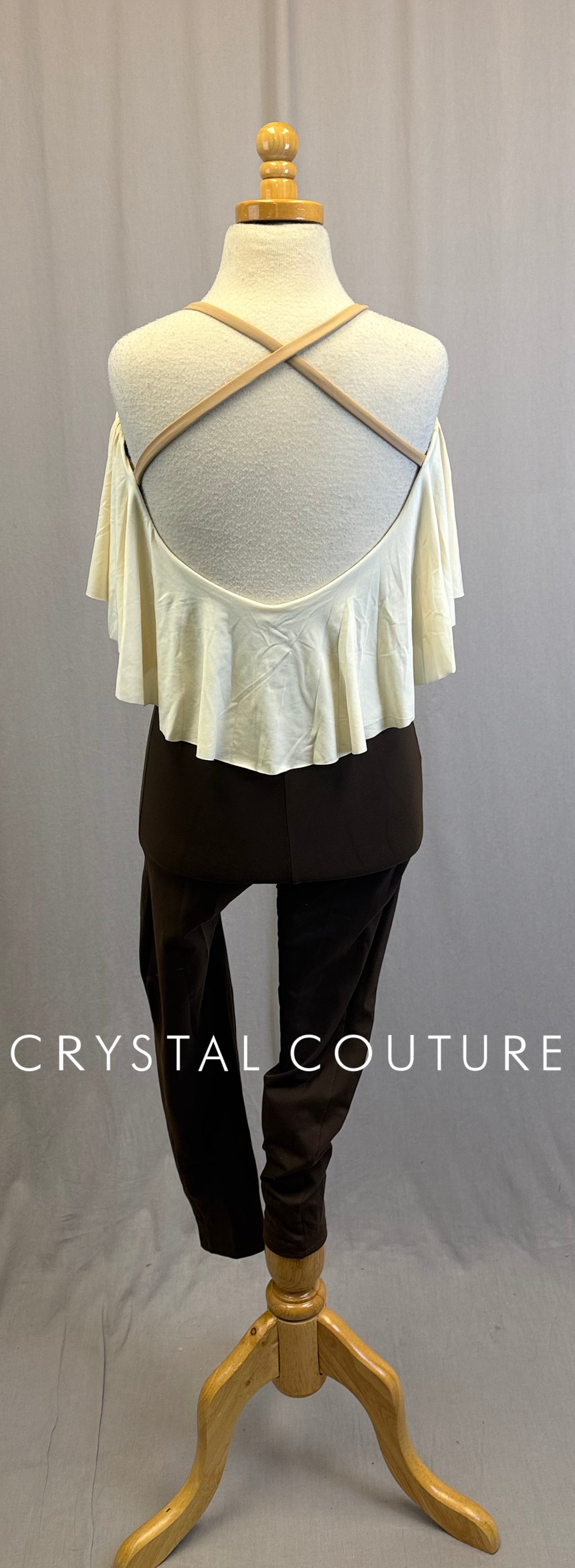 *Custom* Brown and Ivory Ruffle Top Legging Unitard