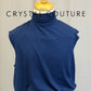 Navy Blue Mock Neck Blouse-Unitard