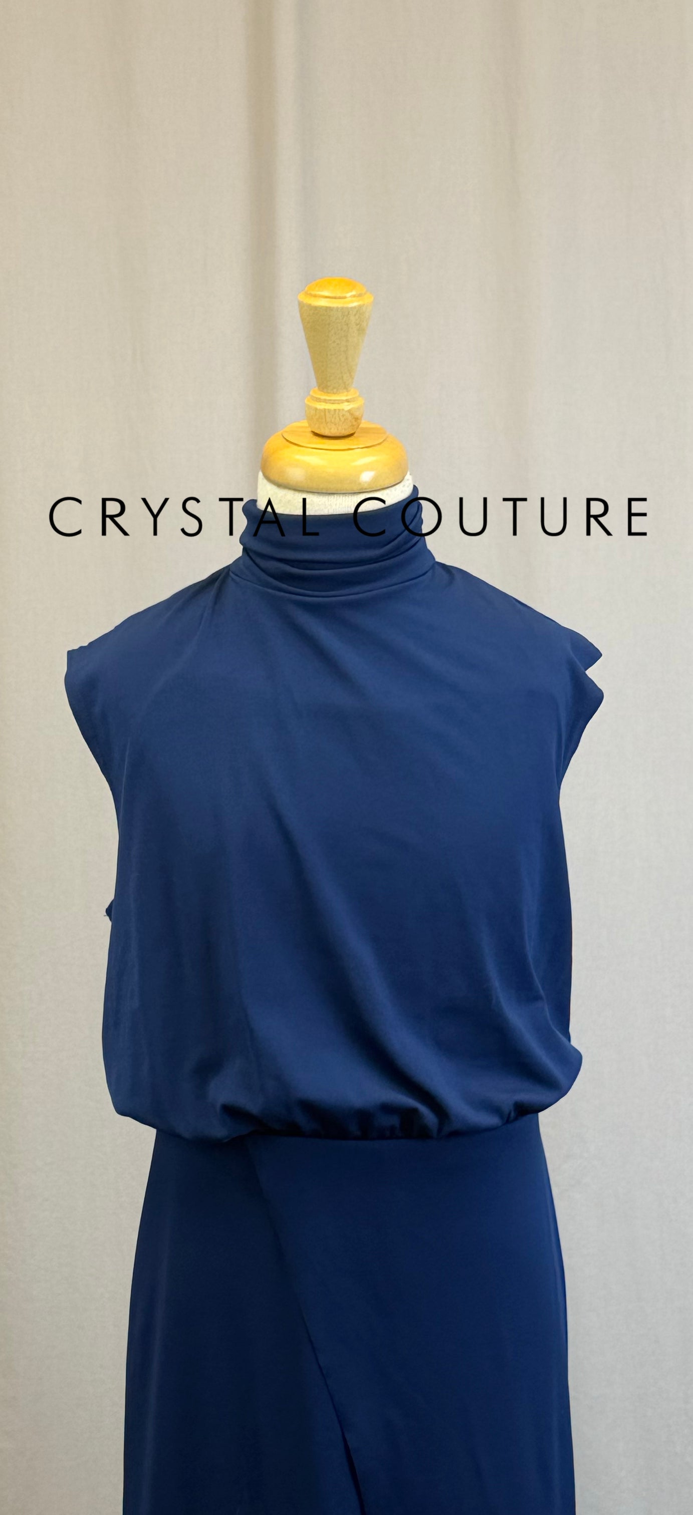 Navy Blue Mock Neck Blouse-Unitard