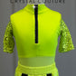Neon Yellow and Black Parachute Pant Jumpsuit - Rhinestones