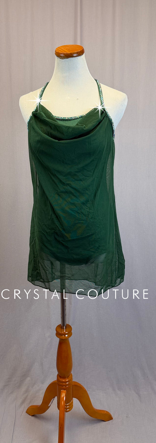 Green Cowlneck Slip Dress - Rhinestones