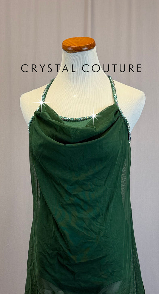Green Cowlneck Slip Dress - Rhinestones