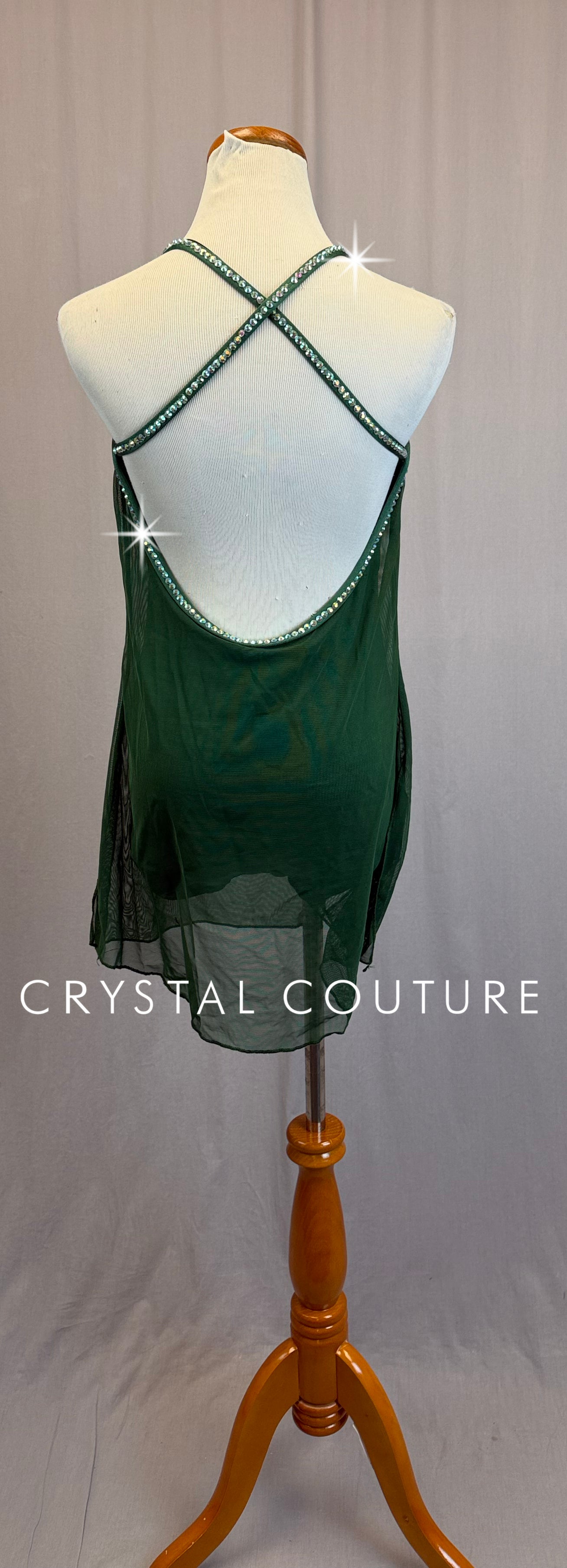 Green Cowlneck Slip Dress - Rhinestones