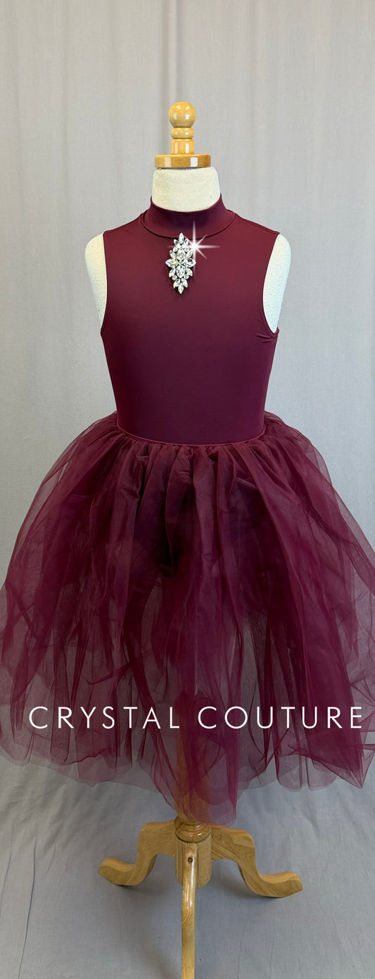 Maroon Leotard and Tulle Skirt Ballet Set -Accessories