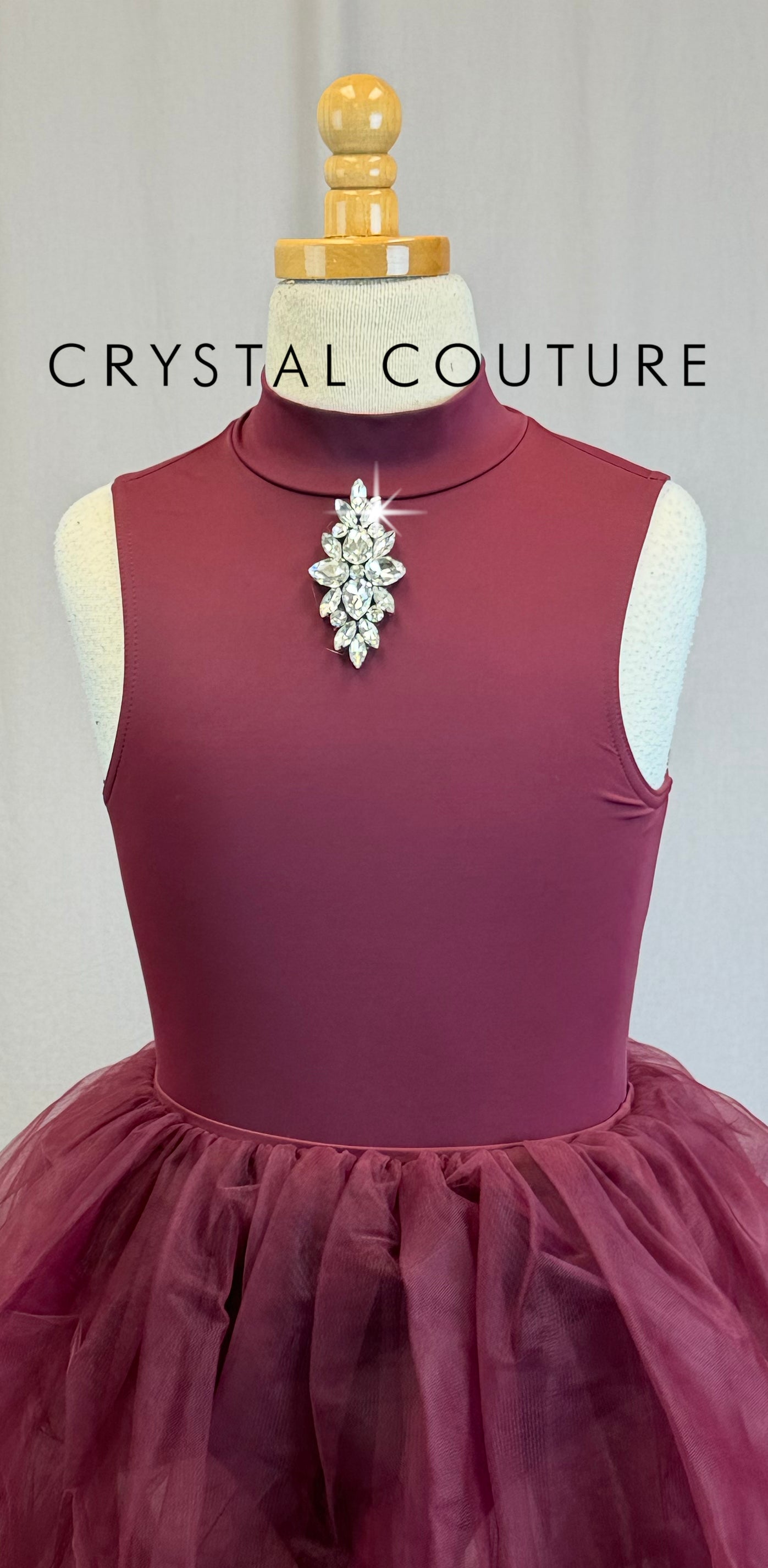 Maroon Leotard and Tulle Skirt Ballet Set -Accessories