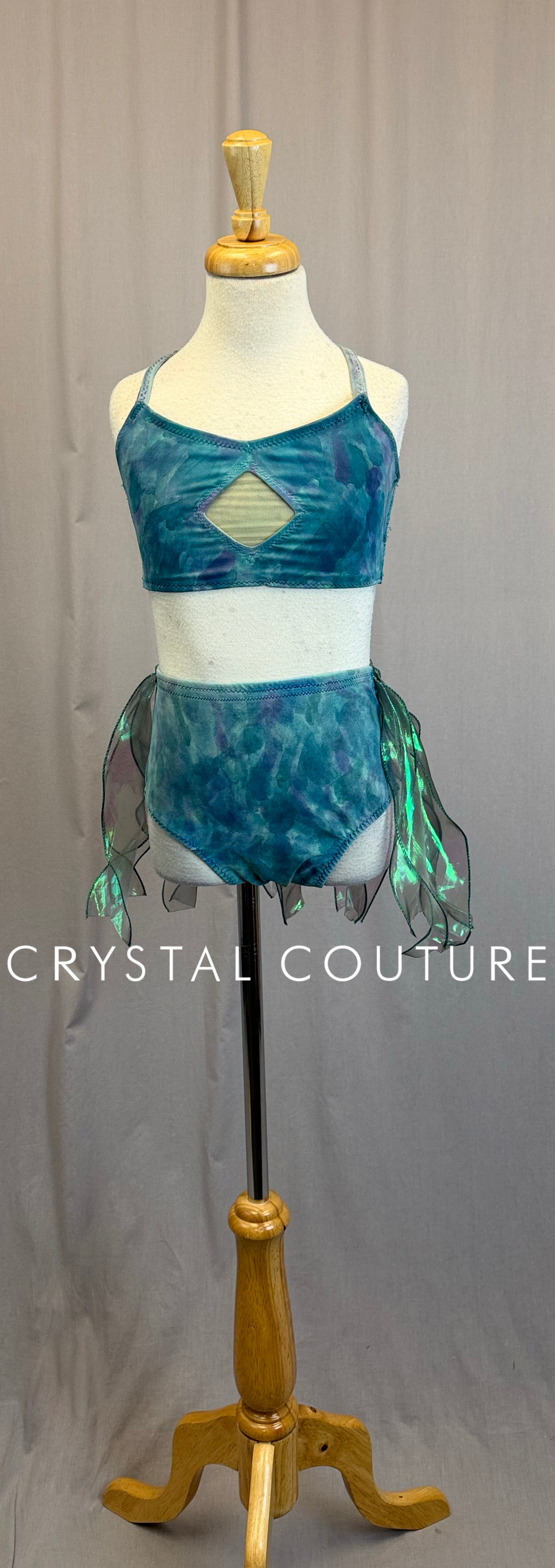 *Custom* Hand-Painted Blue and Green Two-Piece Set
