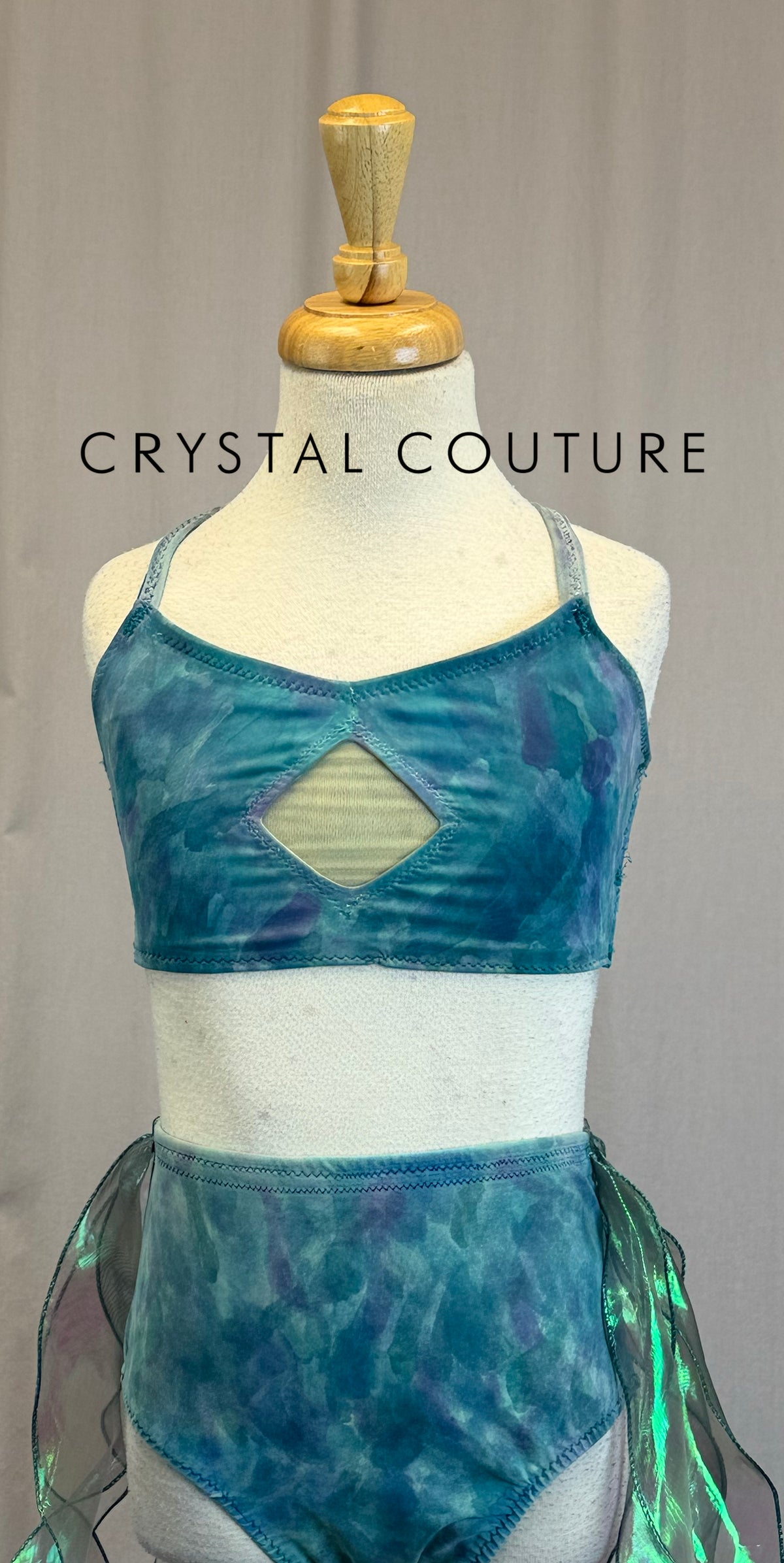 *Custom* Hand-Painted Blue and Green Two-Piece Set