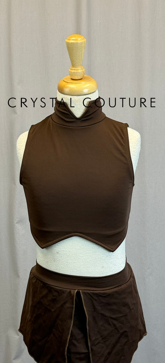Chocolate Brown Asymetrical Two-Piece Set