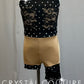 Black Lace and Tan Lycra Asymetric Biketard - Rhinestones
