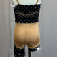 Black Lace and Tan Lycra Asymetric Biketard - Rhinestones