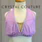 Lilac Mesh Bra Top and Skirt Two-Piece Set - Rhinestones