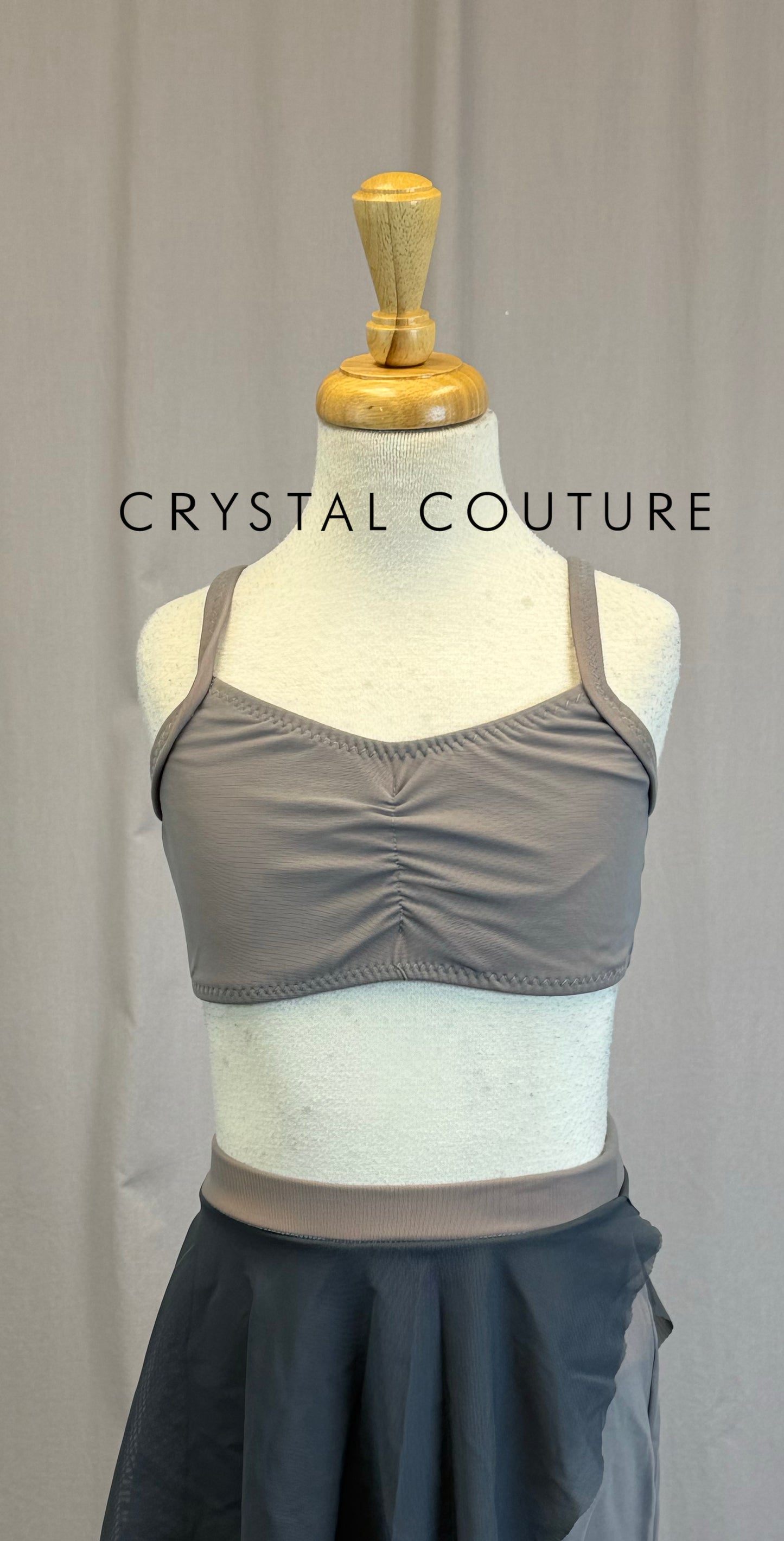 *Custom* Gray Mesh Crop Top and Layered Pant Two-Piece Set