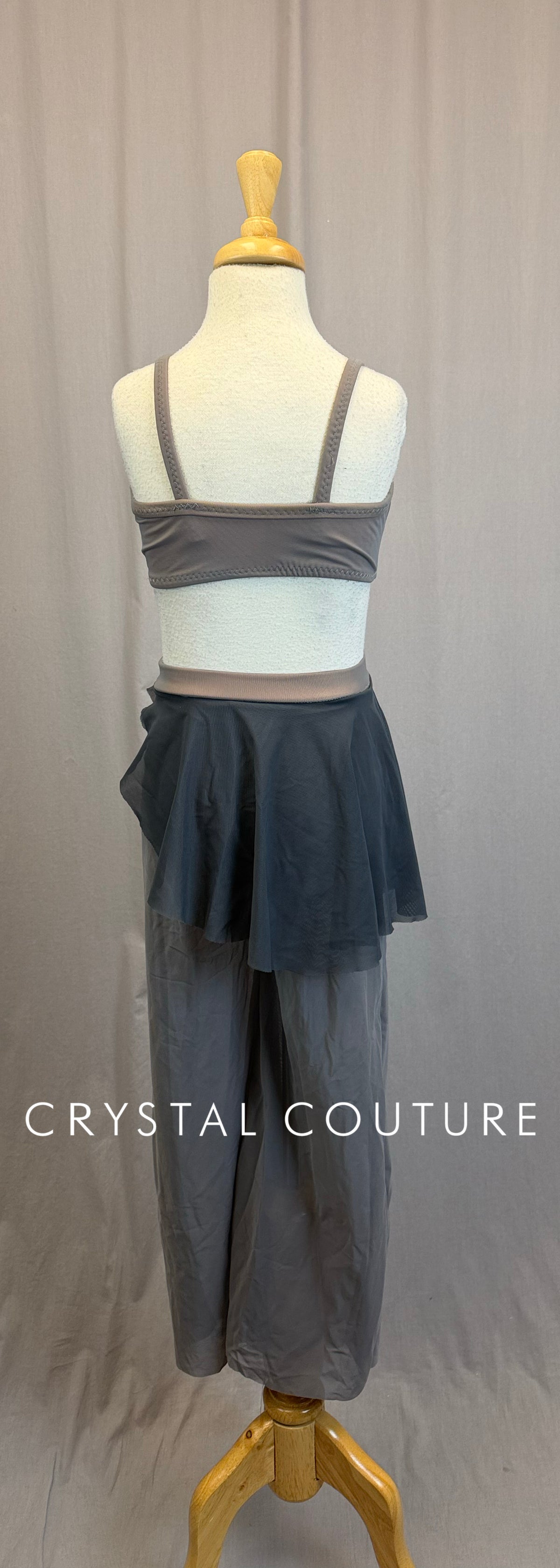 *Custom* Gray Mesh Crop Top and Layered Pant Two-Piece Set