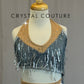 Gray and Silver Asymmetrical Leotard with Sequin Fringe - Rhinestones