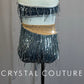 Gray and Silver Asymmetrical Leotard with Sequin Fringe - Rhinestones