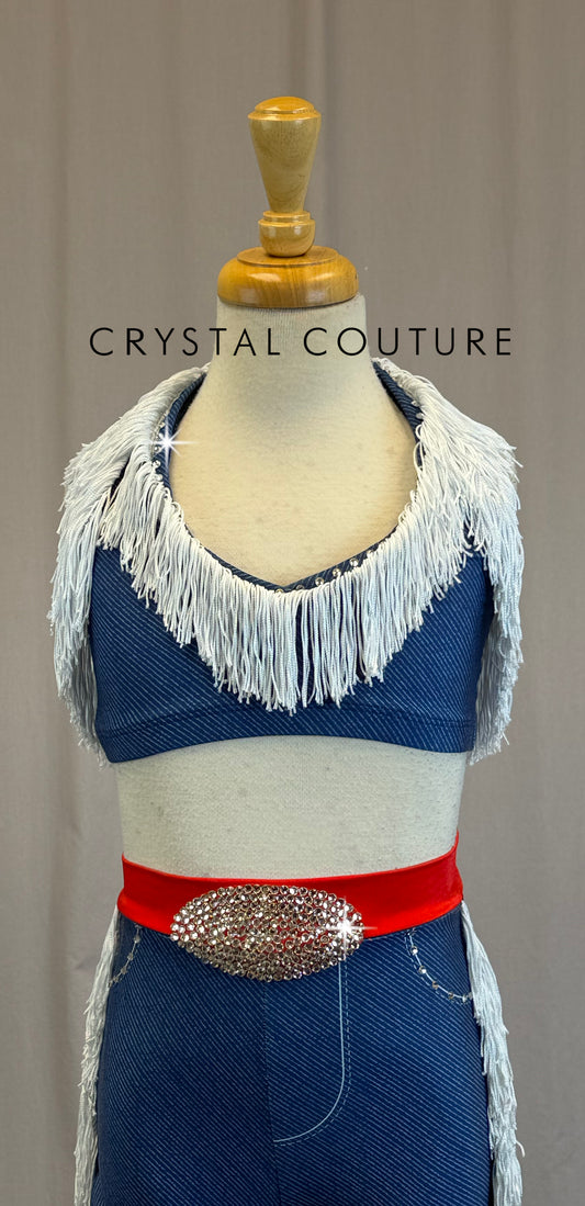 Cowboy Inspired Two-Piece Set - Rhinestones