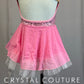 Pink Sequin Leotard with Pink and White Skirt-Gemstone Appliques