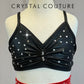 Black Bra Top and Red Metallic Short Set-Rhinestones