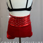 Black Bra Top and Red Metallic Short Set-Rhinestones