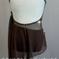Chocolate Brown Dress with Mesh Draping- Rhinestones